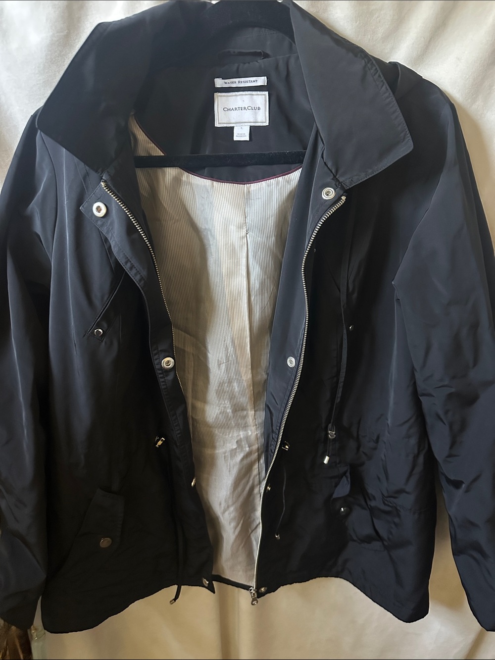 Charter Club Black Women's Utility Jacket with Drawcord Waist